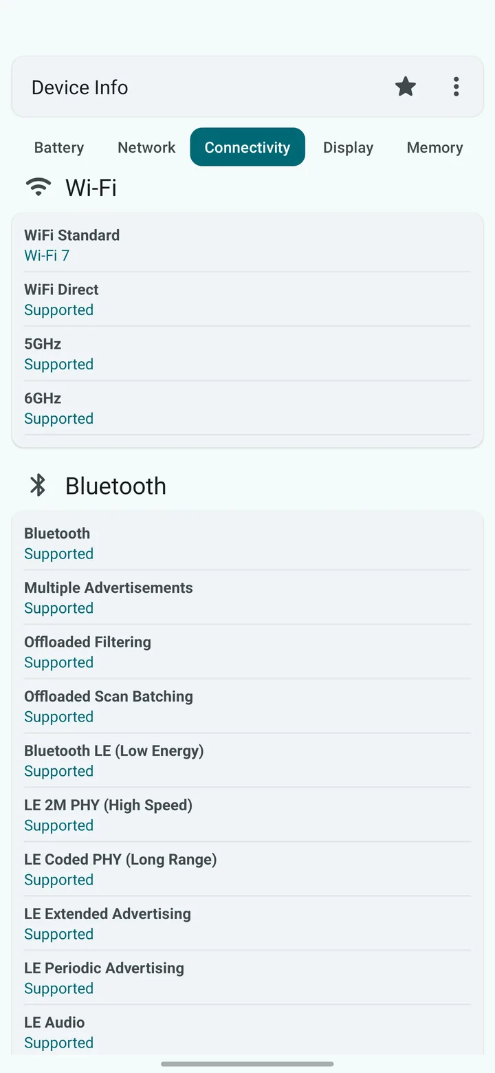 Connectivity screen