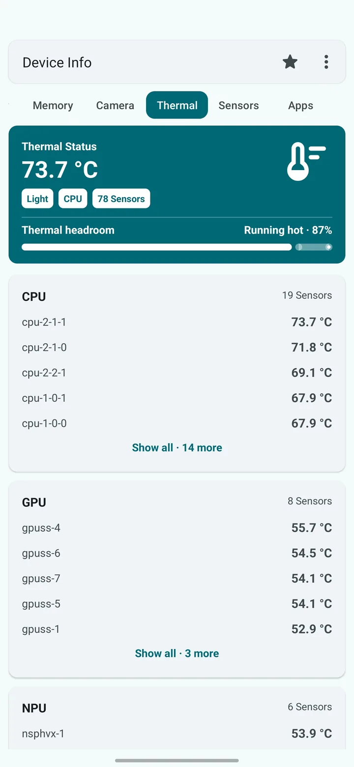 Thermal screen in Device Info